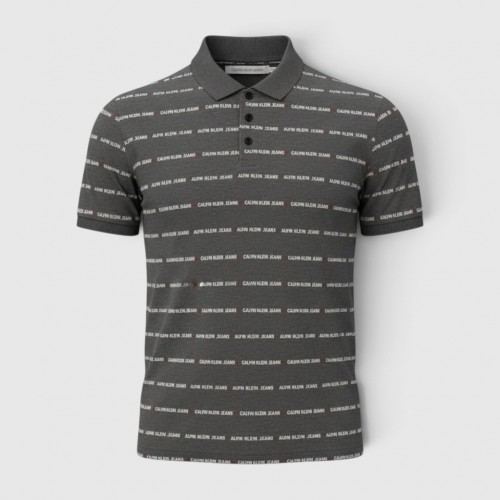 Calvin Klein Jeans Polo Μπλούζα Γκρι με All Over Logo Print / Pre-Owned